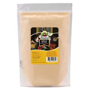 Cebolla Molida Sazú 500 gr en doypack, condimento natural y versátil para realzar el sabor de guisos, carnes, sopas y aderezos.