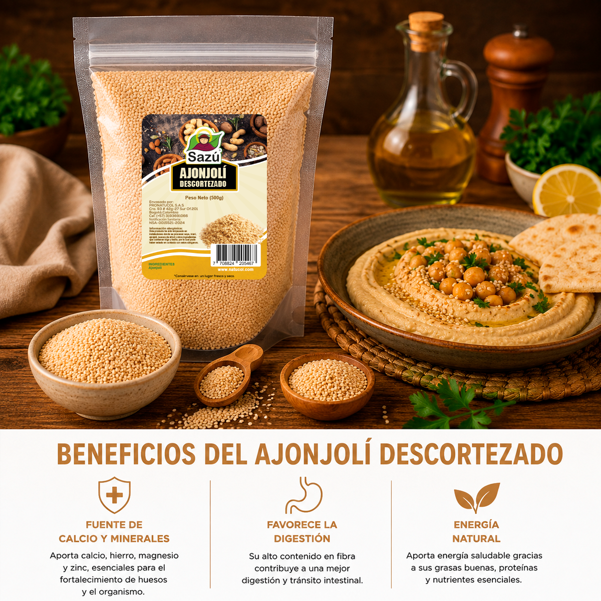 Ajonjolí Descortezado Sazú 500gr