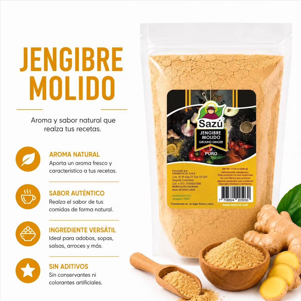 Jengibre Molido Sazú 500g