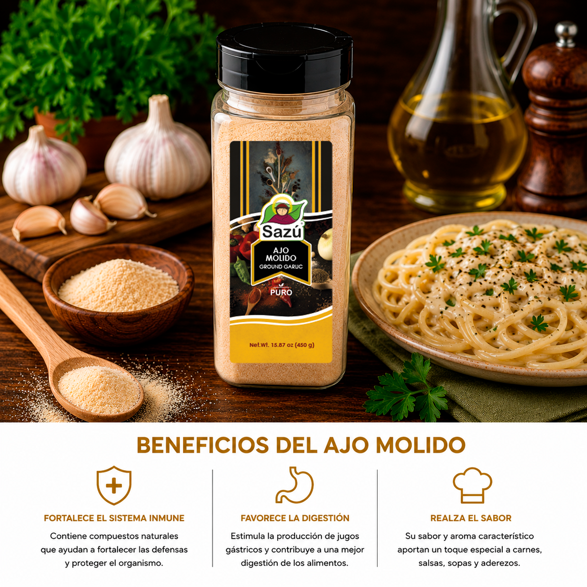 Ajo en Polvo Sazú 450gr