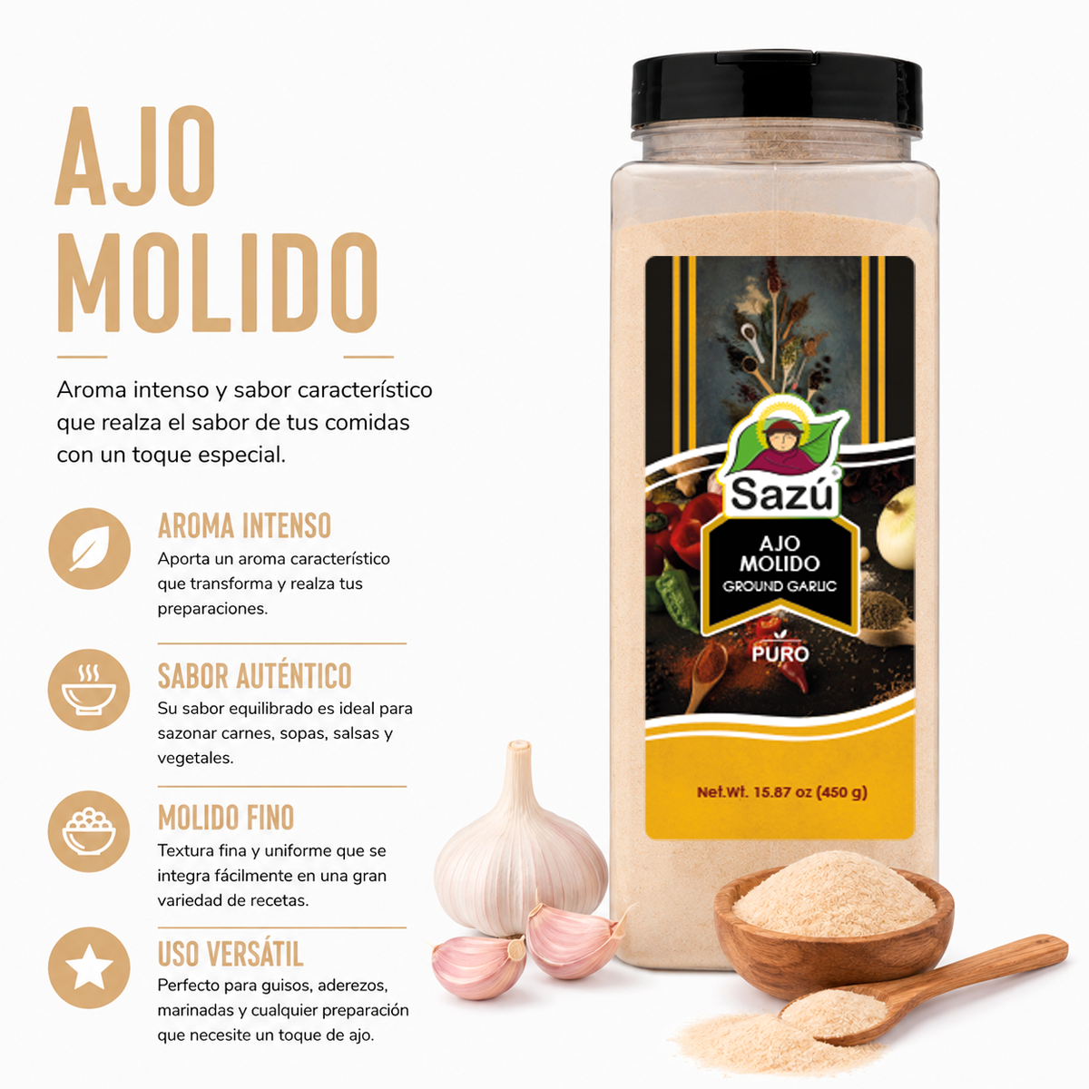 Ajo en Polvo Sazú 450gr