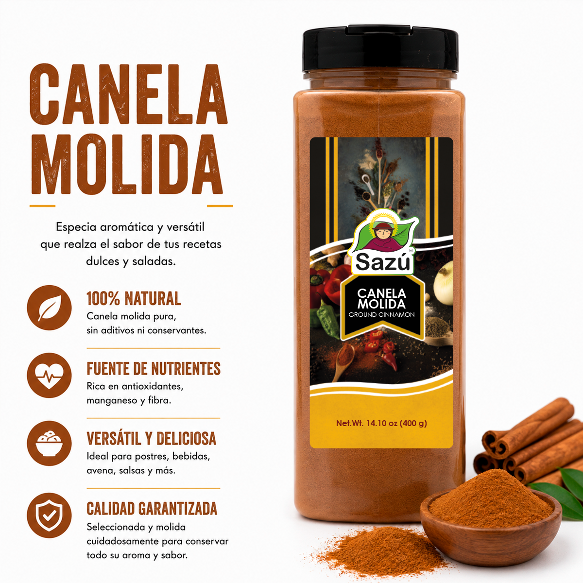 Canela molida Sazú 400gr
