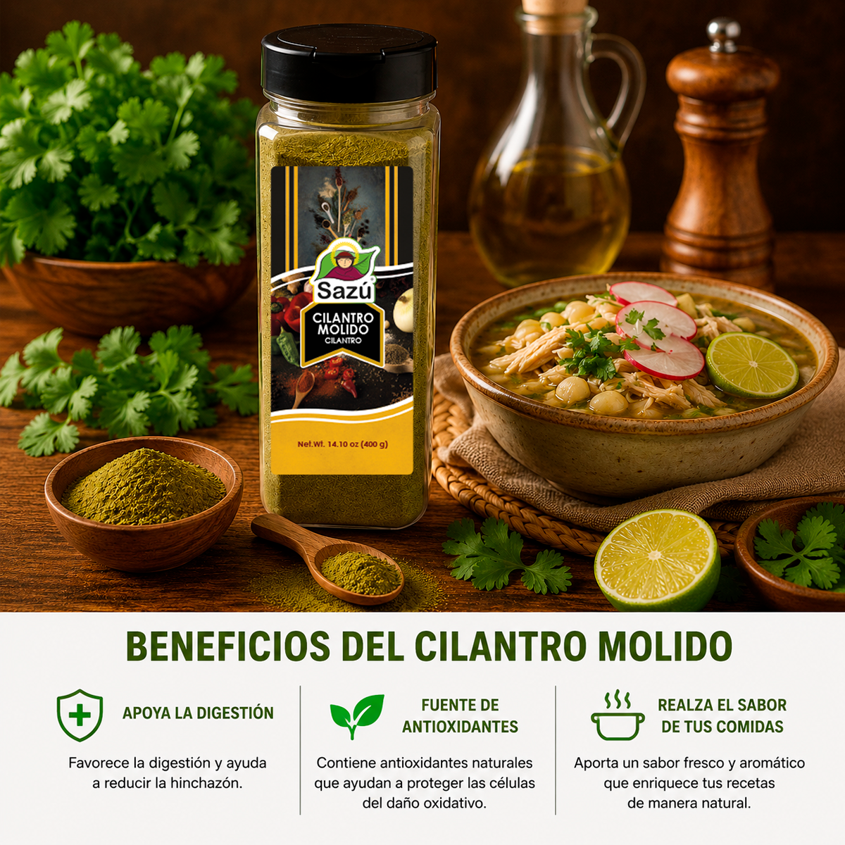 Cilantro molido Sazú 400g