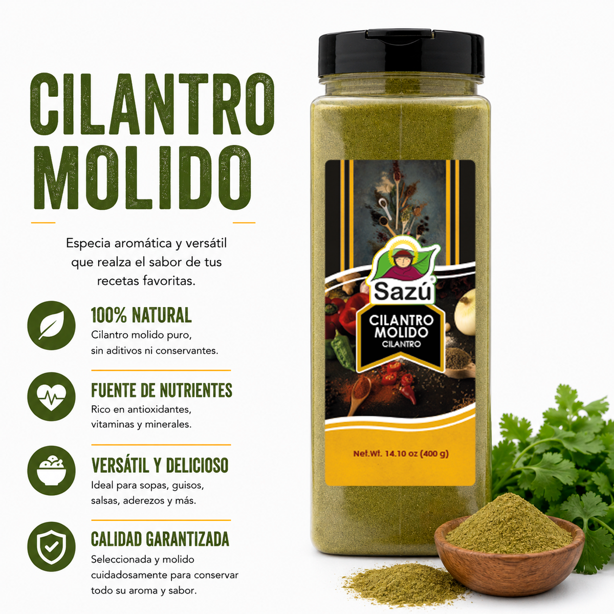 Cilantro molido Sazú 400g