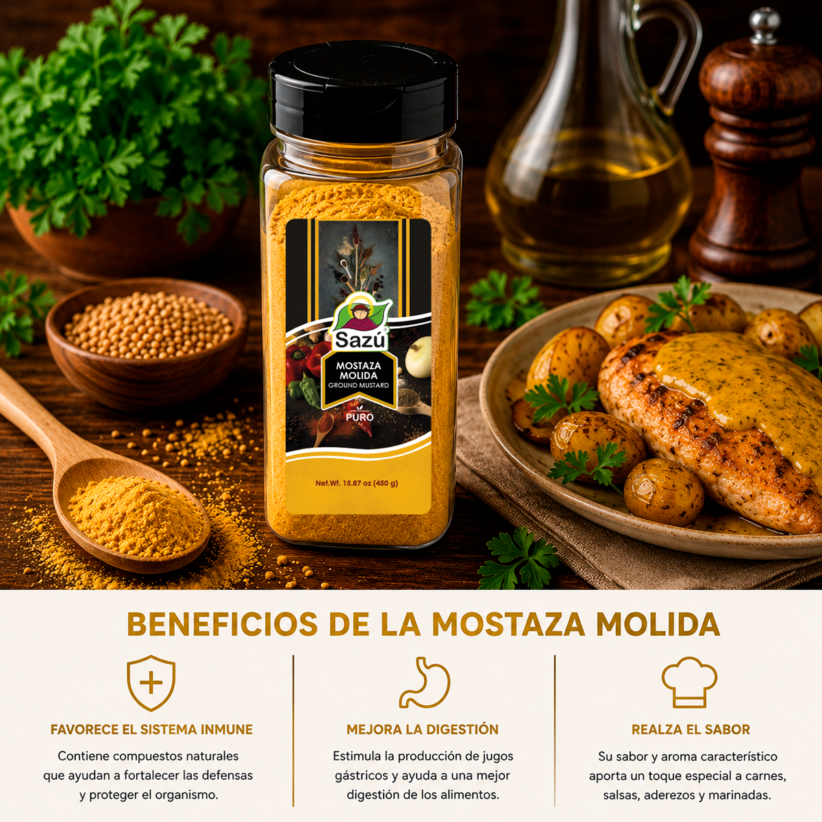 Mostaza Molida Sazú 450gr