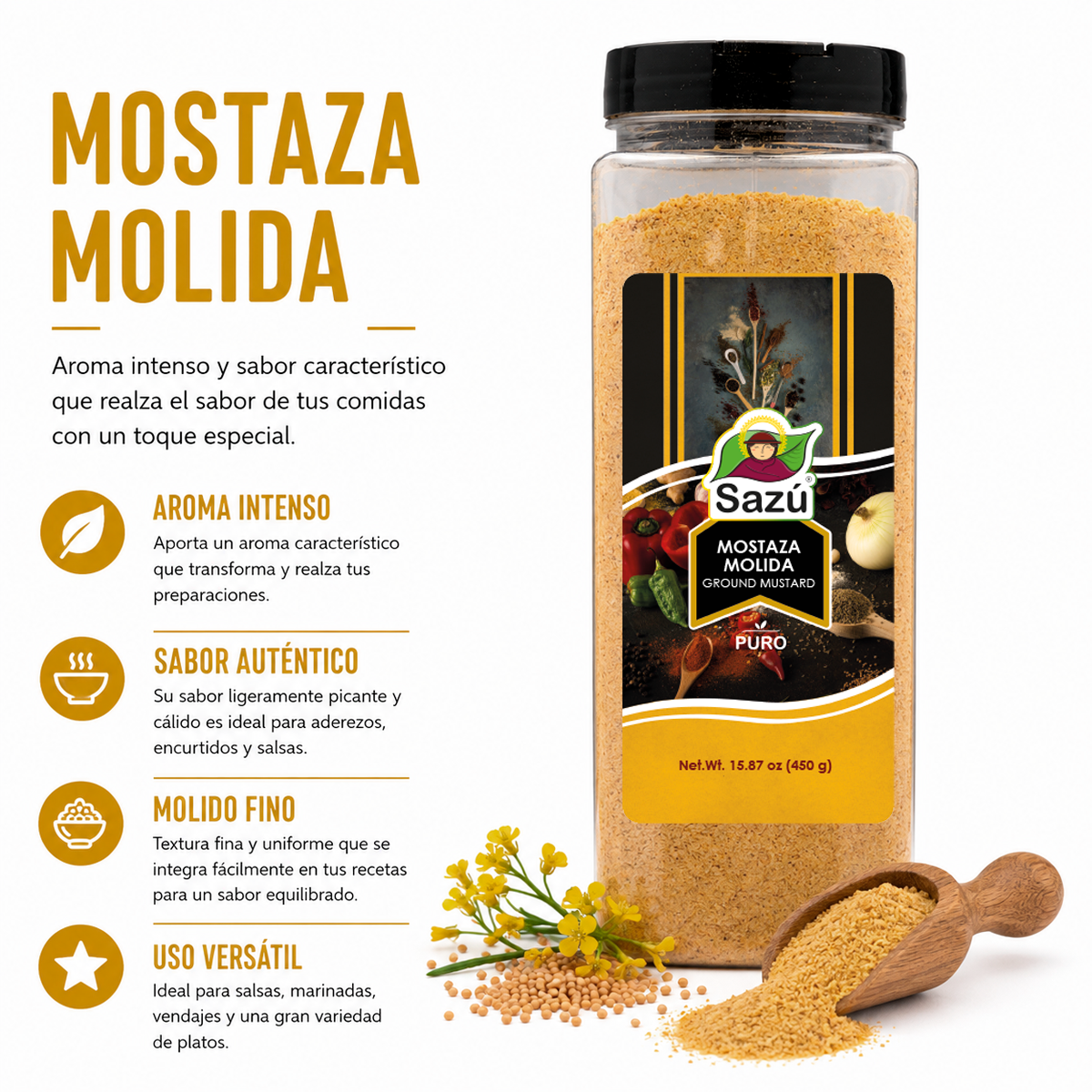 Mostaza Molida Sazú 450gr
