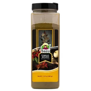 Tomillo molido Sazú 340 gr en tarro dosificador, hierba aromática natural ideal para carnes, guisos, sopas, adobos y preparaciones mediterráneas.