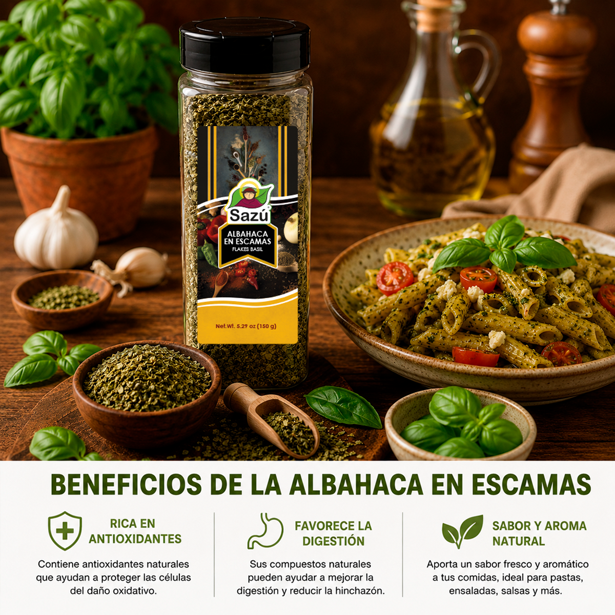 Albahaca en Escamas Puro Sazú 150gr - Image 4