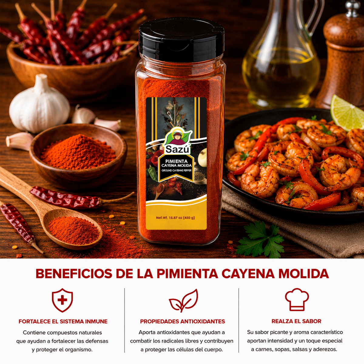 Pimienta Cayena Molida Sazú 450gr