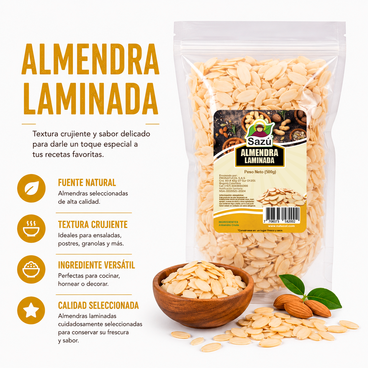 Almendra Laminada Sazú 500gr
