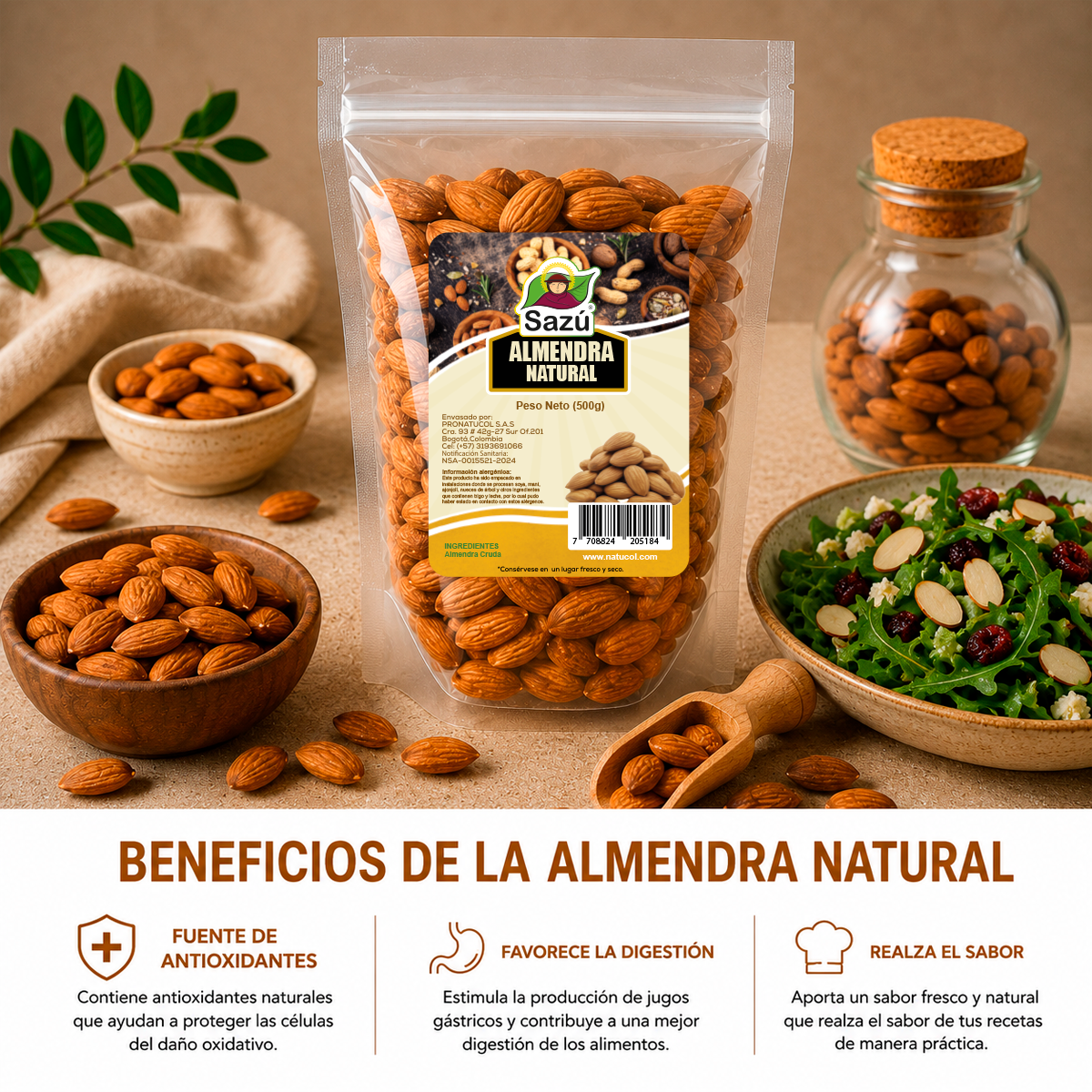 Almendra Natural Sazú 500gr