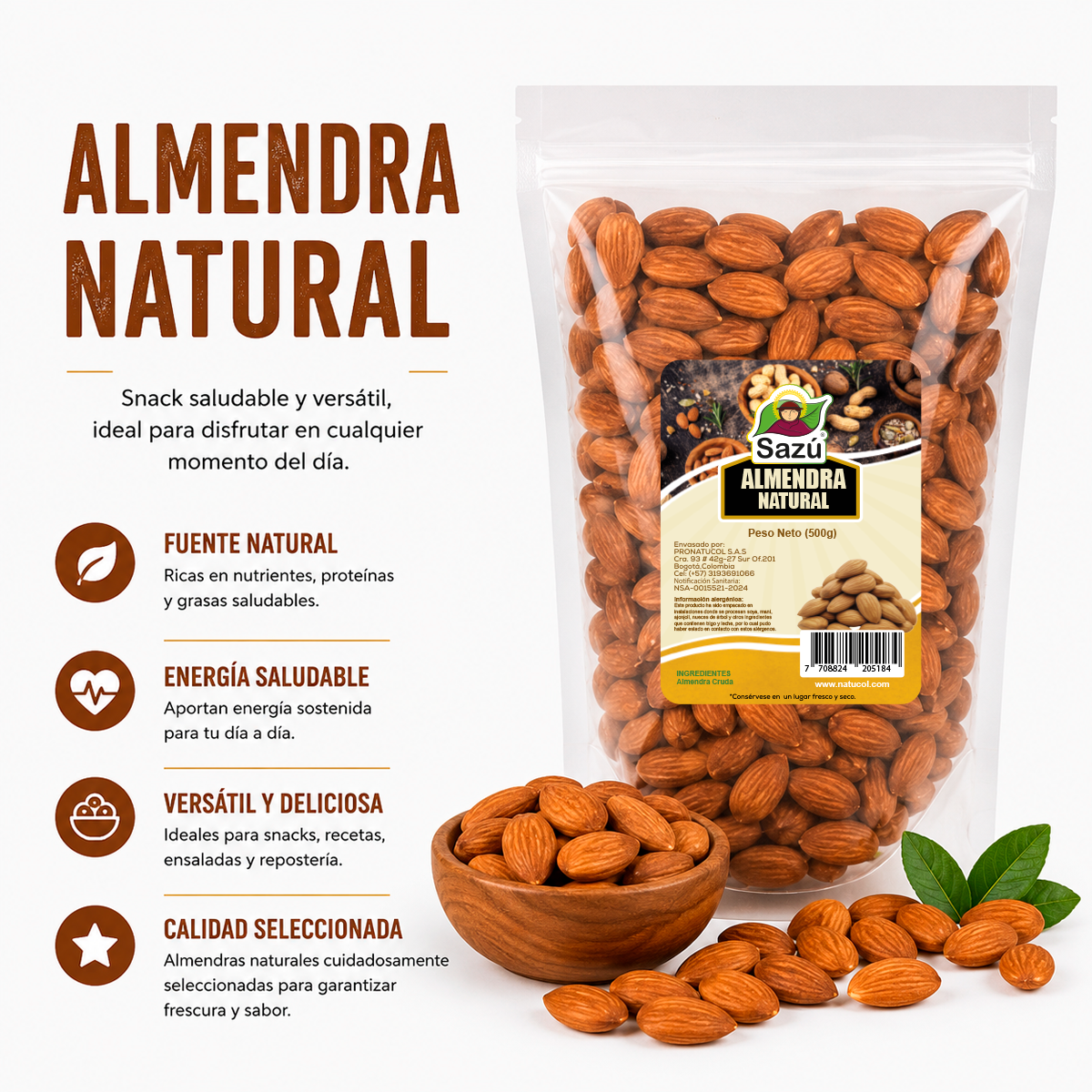 Almendra Natural Sazú 500gr