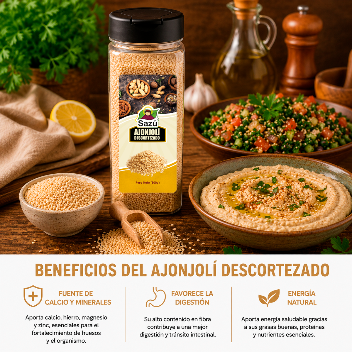 Ajonjolí Descortezado Sazú 500gr