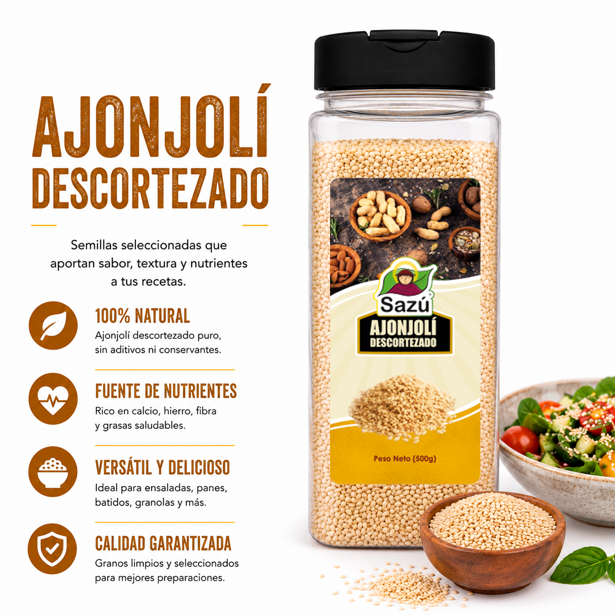 Ajonjolí Descortezado Sazú 500gr